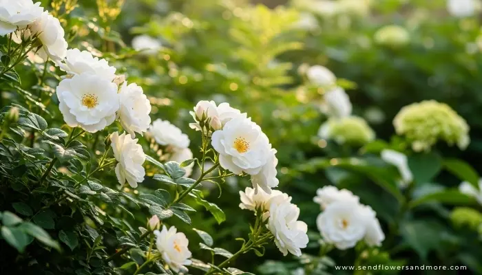 white roses in garden