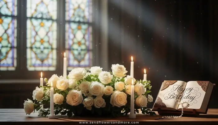 White roses in peaceful