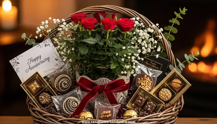 Luxury anniversary gift basket