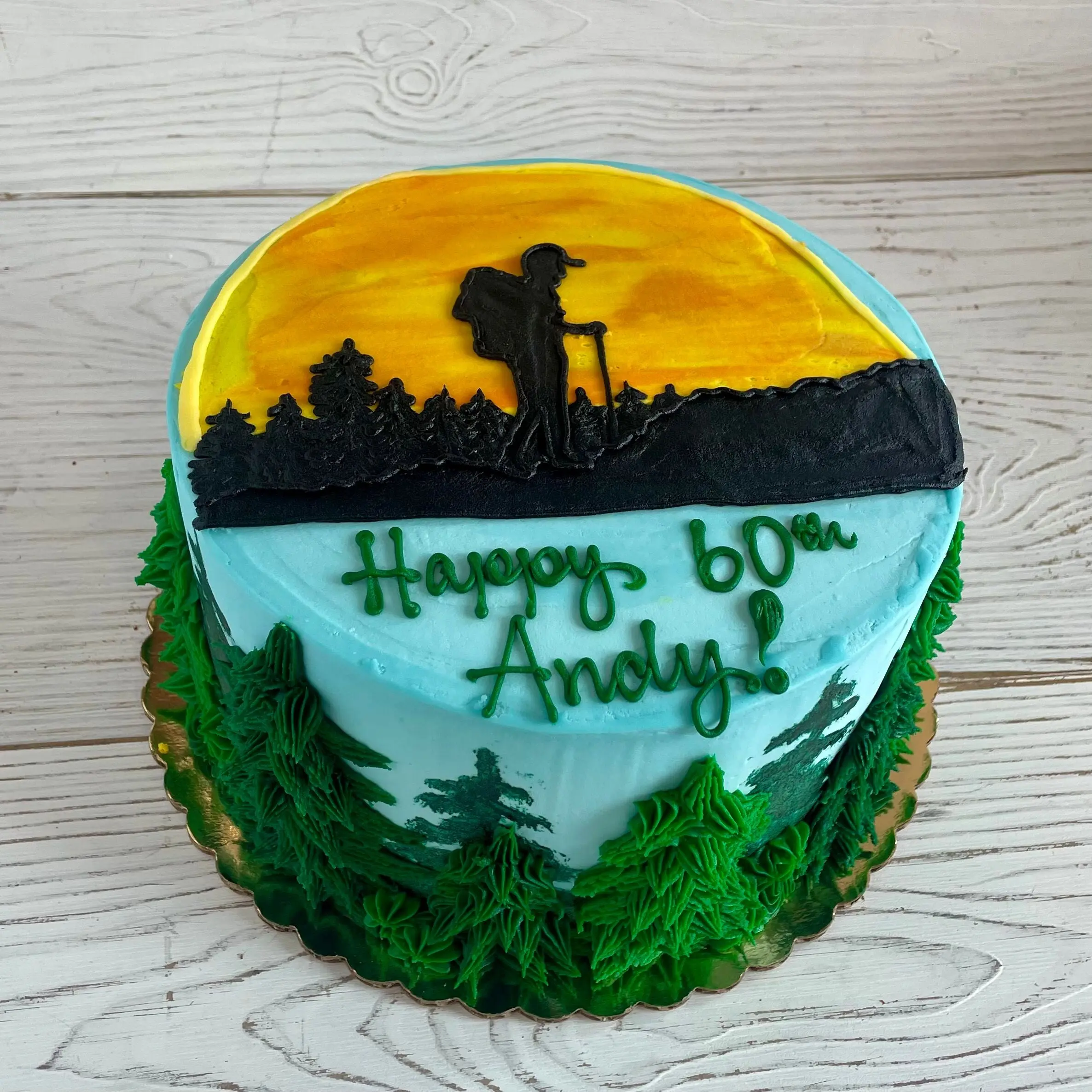 Hiking Silhouette Cake