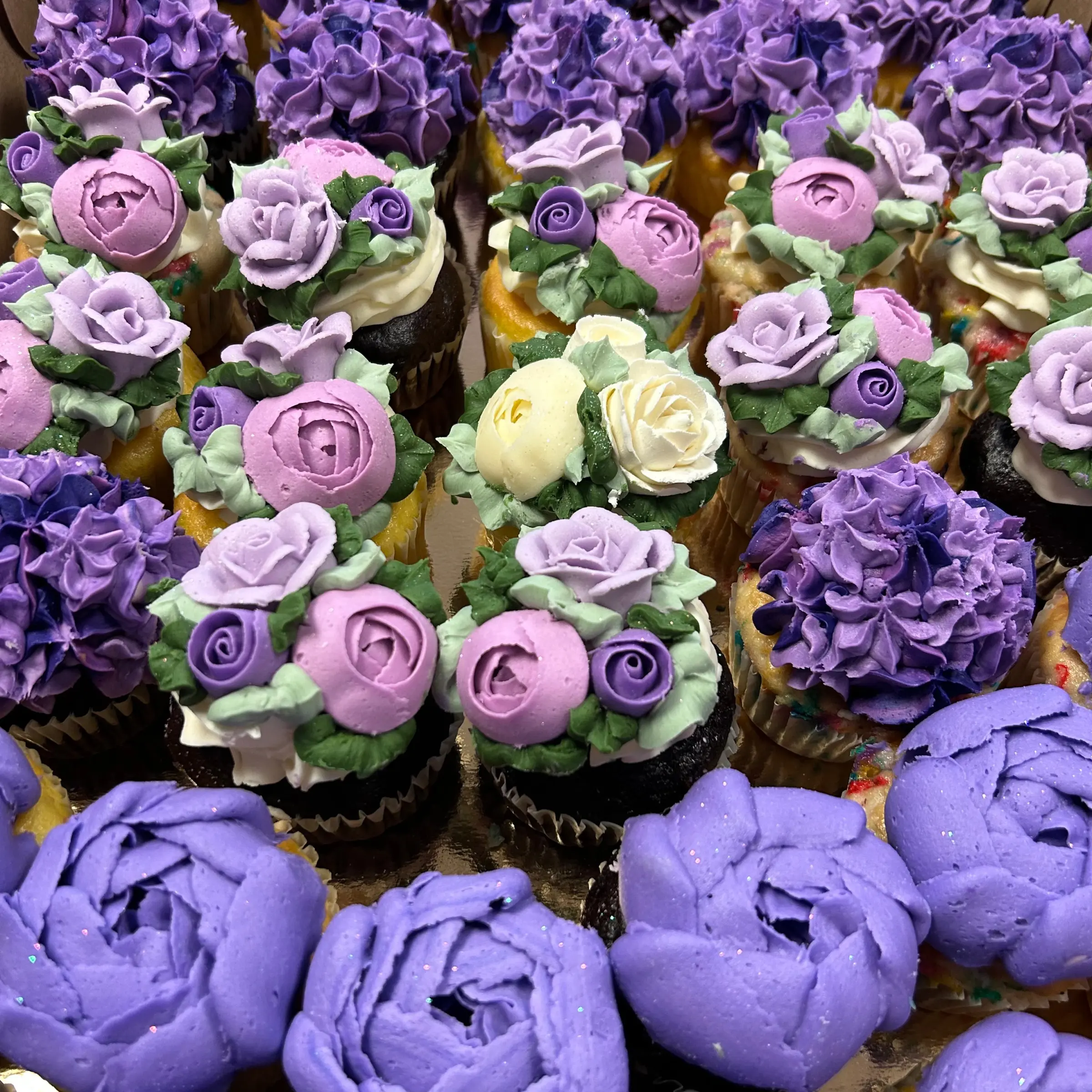 Purple Floral Cupcakes