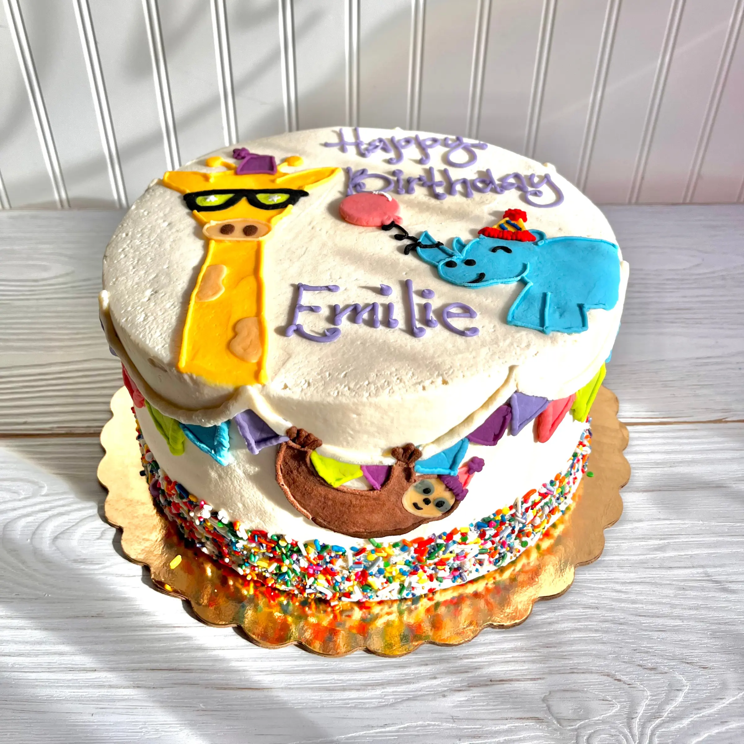 Sloth, Giraffe, Elephant Cake
