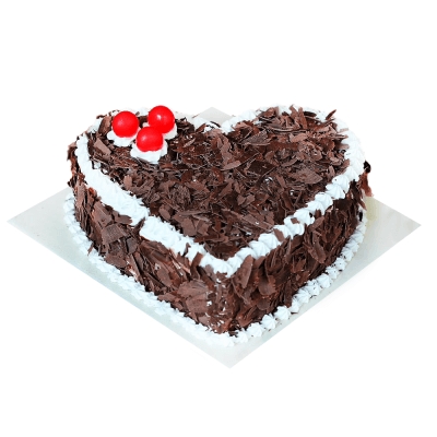 1 Kg Black Forest Heart Shape Cake (As Shown)