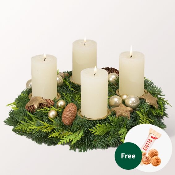 Wreath Kerzenschein (Ø 30 cm) with 3 Ferrero Giotto