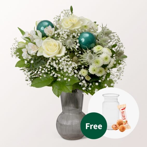 Flower Bouquet Sternstunde with vase & 3 Ferrero Giotto