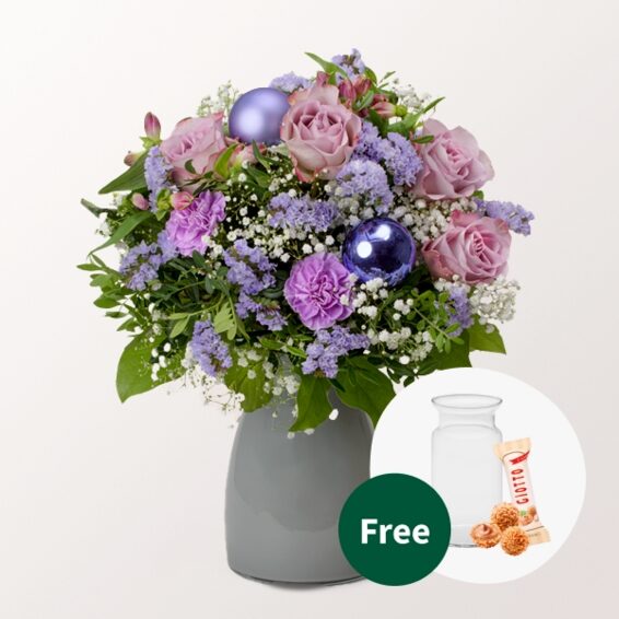 Flower Bouquet Winterhauch with vase & 3 Ferrero Giotto
