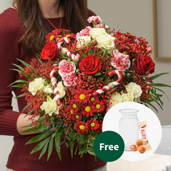 Flower Bouquet Wintergarten with vase & 3 Ferrero Giotto