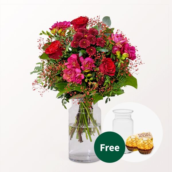 Flower Bouquet Liebesbrise with vase & 2 Ferrero Rocher