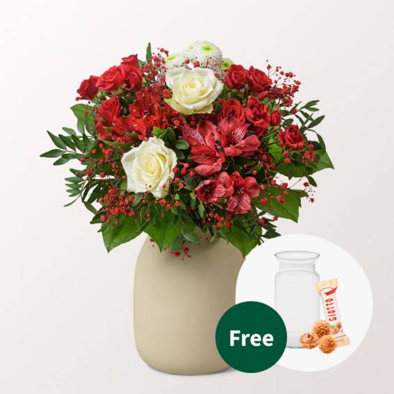 Flower Bouquet Liebesblüte with vase & 3 Ferrero Giotto