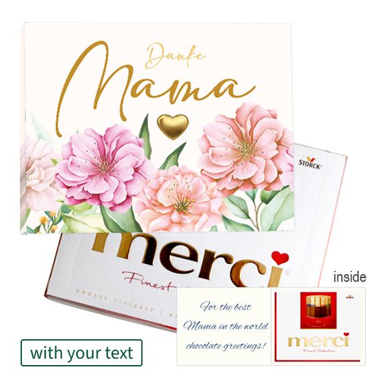 Personal Greeting Card with Merci: Danke Mama (250 g)