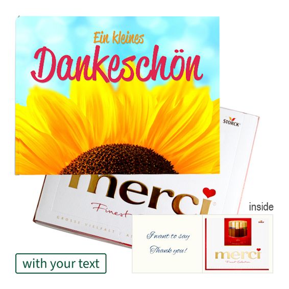 Personal greeting card with Merci: Ein kleines Dankeschon (250 g)