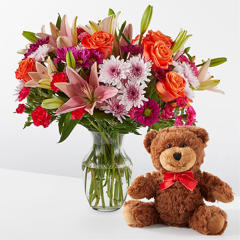 Here's Looking at You Bouquet & Bear Set