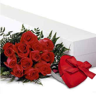 1 Dz Red Roses With Chocolate