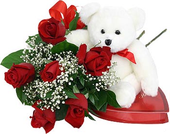 Red Roses With Chocolate And Bear