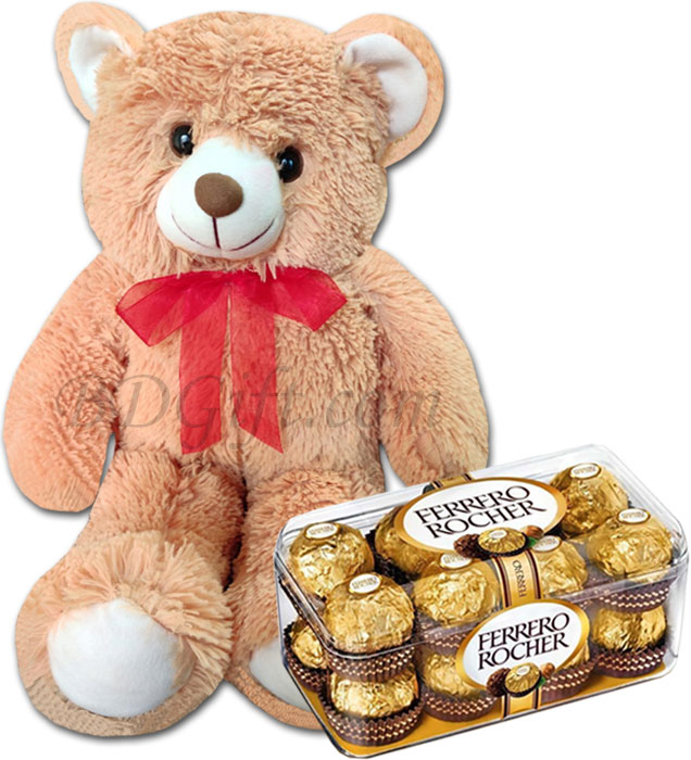 (19) Teddy Bear W/ Ferrero Rocher Chocolate