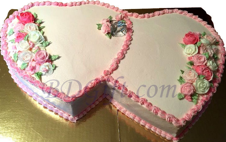 Yummy Yummy- 8.8 Pounds Vanilla Double Heart Cake