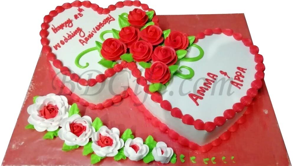 6.6 Pounds Vanilla Double Heart Cake