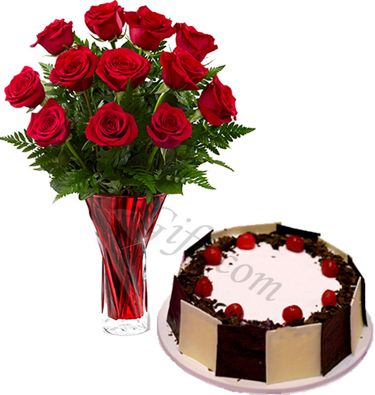 Red Roses W/ Cake
