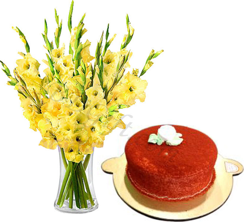 Gladiolus W/ Red Velvet cake