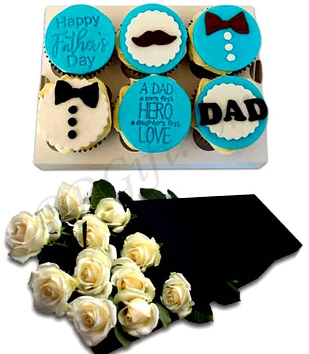 Father's day Cupcake W/ Roses