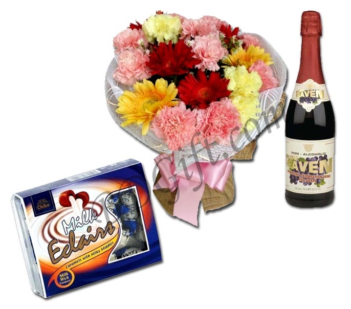 Mixed Flowers W/ Juice & Chocolate