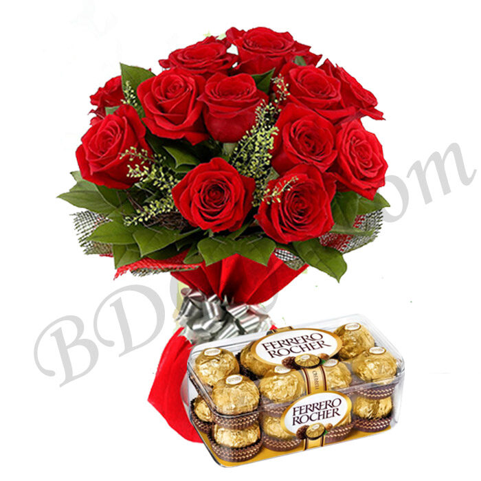 (11) Red Roses W/ Ferrero Rocher Chocolate