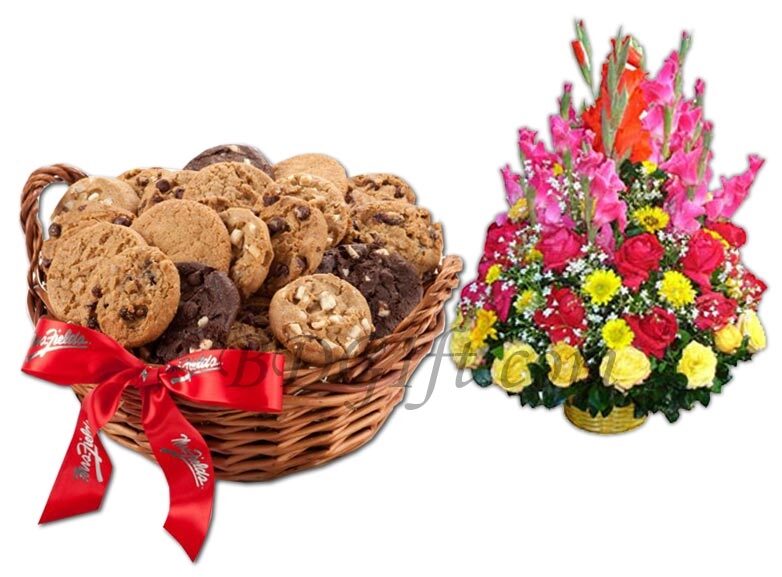 Cookies Basket W/ Flower