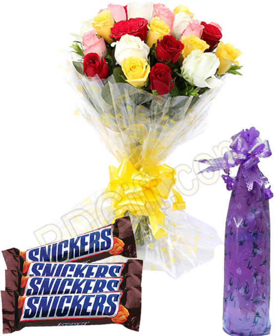 Mix roses with chocolates and bottle message