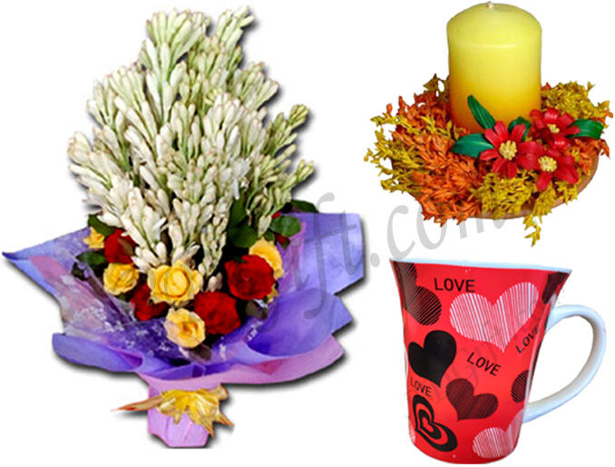 Flowers W/ candle & mug