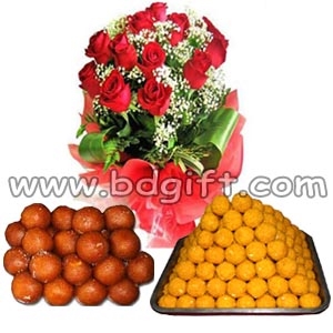 1 dz Red Roses W/ Rosh Sweets