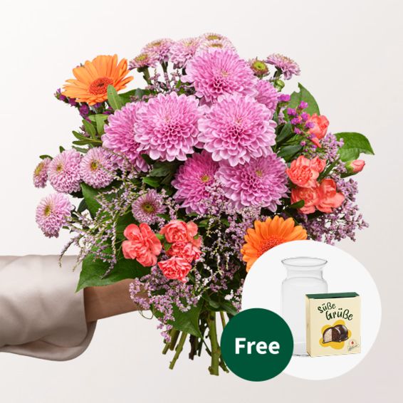 Flower Bouquet GlÃ¼cksfee with Halloren Balls & vase