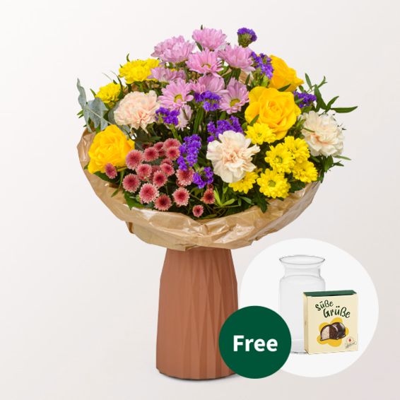 Flower Bouquet SommerglÃ¼ck with Halloren Balls & vase