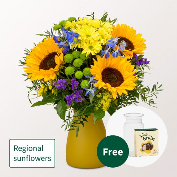 Flower Bouquet Sommerflirt with Halloren Balls & vase
