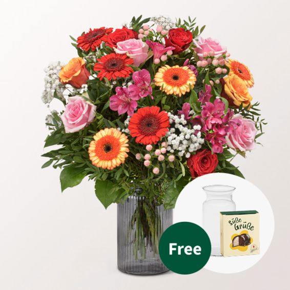 Flower Bouquet BlÃ¼tenpoesie with Halloren Balls & vase