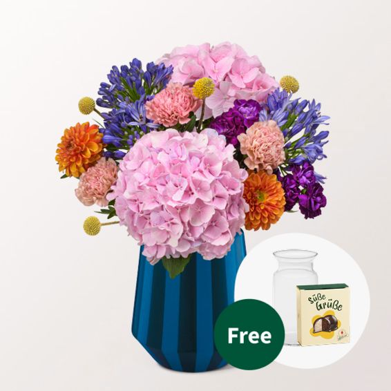 Flower Bouquet BlÃ¼tenmelodie with Halloren Balls & vase
