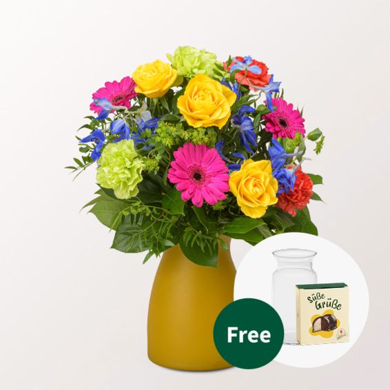 Flower Bouquet Blumensymphonie with Halloren Balls & vase