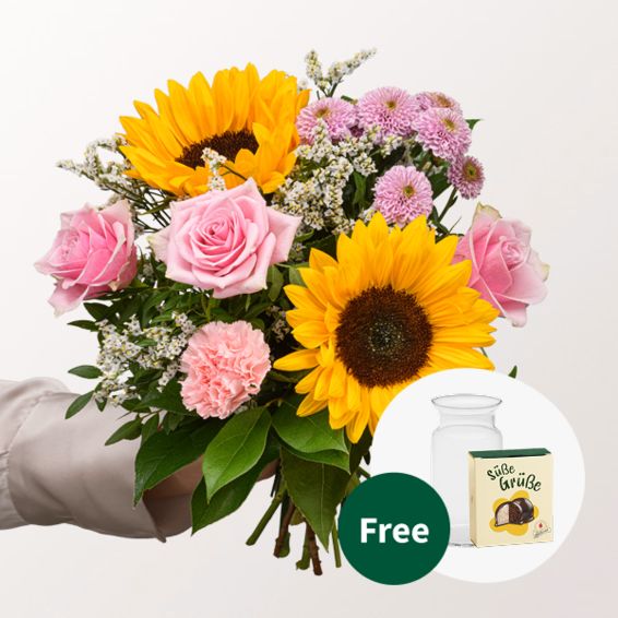 Flower Bouquet Sommergedicht with Halloren Balls & vase