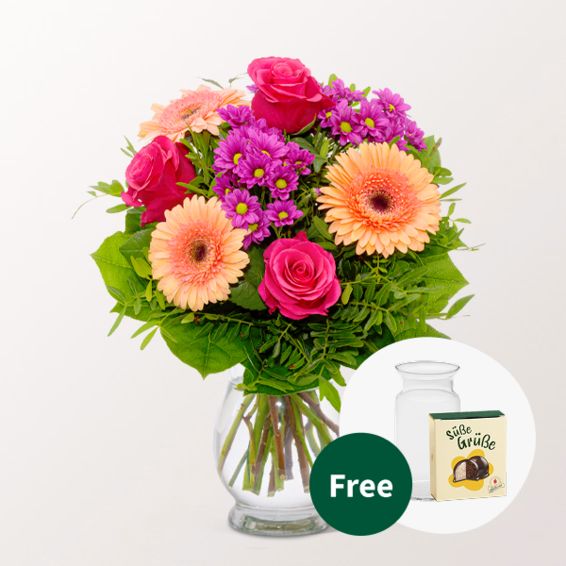 Flower Bouquet Sommerliebe with Halloren Balls & vase