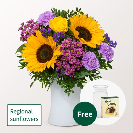 Flower Bouquet Farbenfroh with Halloren Balls & vase
