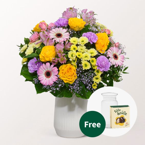 Flower Bouquet Joy with Halloren Balls & vase