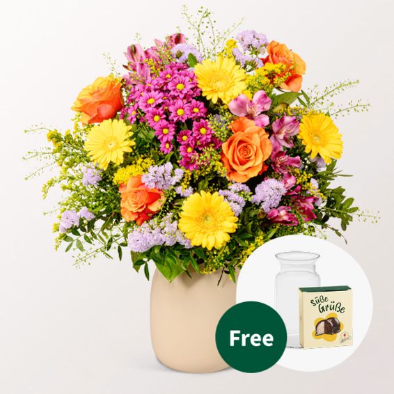 Flower Bouquet BlÃ¼tenkuss with Halloren Balls & vase