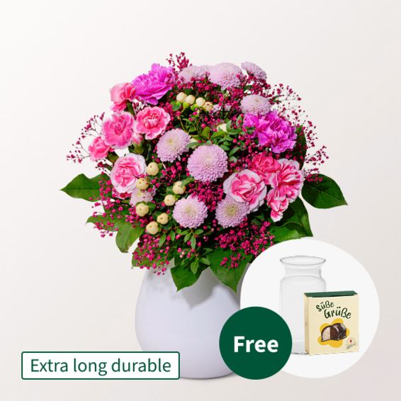 Flower Bouquet SchÃ¶ner Sommer with Halloren Balls & vase