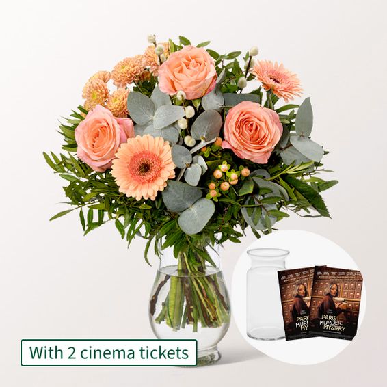 Flower Bouquet Morgentau with Novel & vase