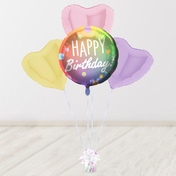 Helium Balloon Gift â€žHappy Birthdayâ€œ Rainbow Pastel Set