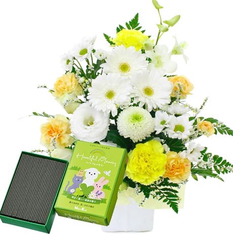 Offering Arrangement (Omakase Standard) + Incense Stick "Heartful Memory"