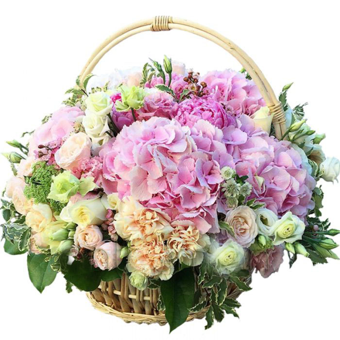 Roses And Hydrangea In Basket (small)