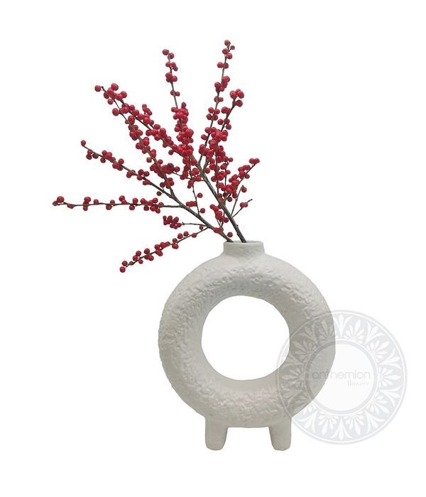 Modern vase with red ilex