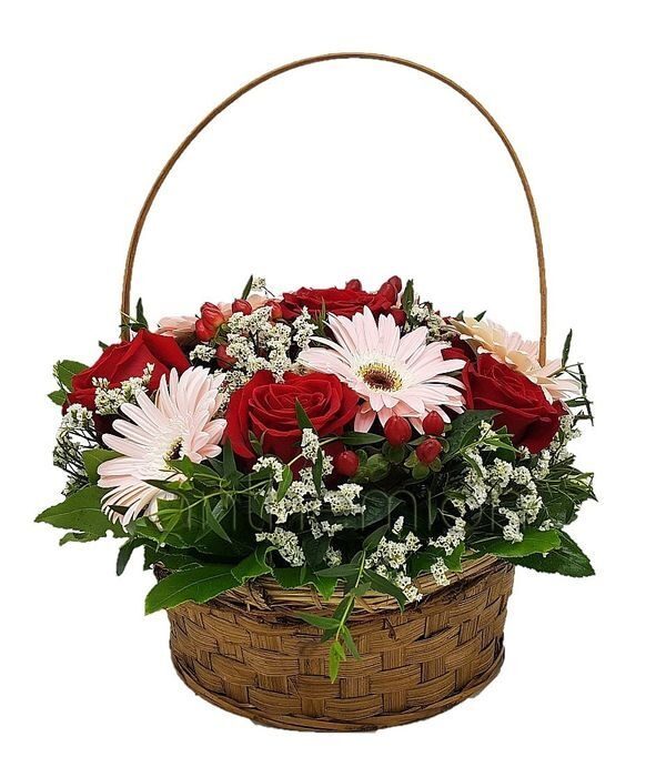 Basket with roses and gerberas (Basic)