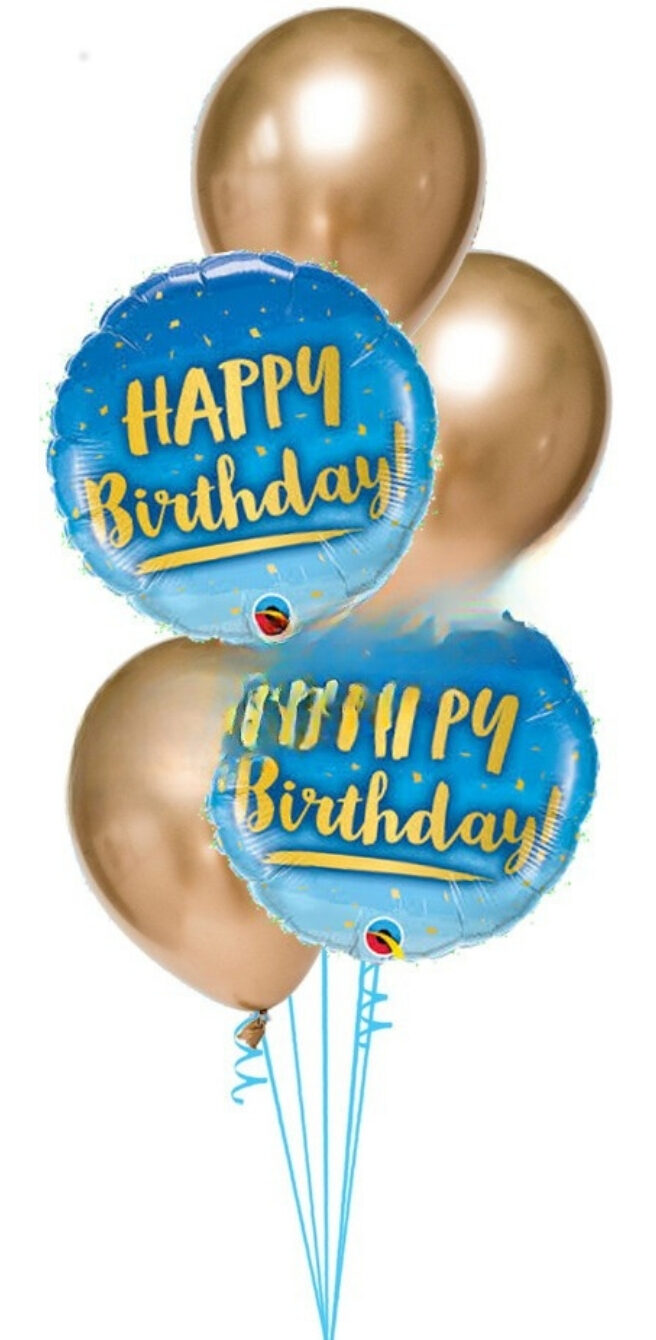Blue + Gold Speckles Birthday Bouquet