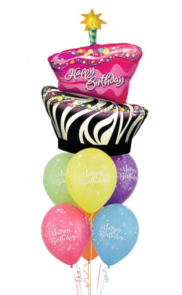 Funky Zebra Birthday Cake Latex Bouquet